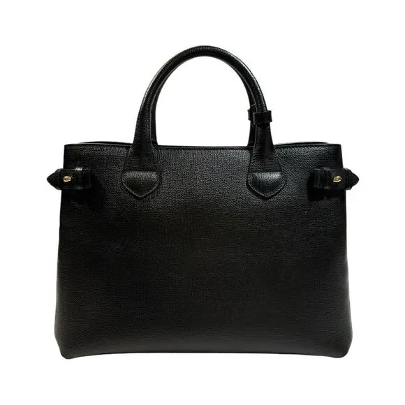 Burberry Women's Medium Leather And House Check Print Black Banner Bag - Picture 7 of 11